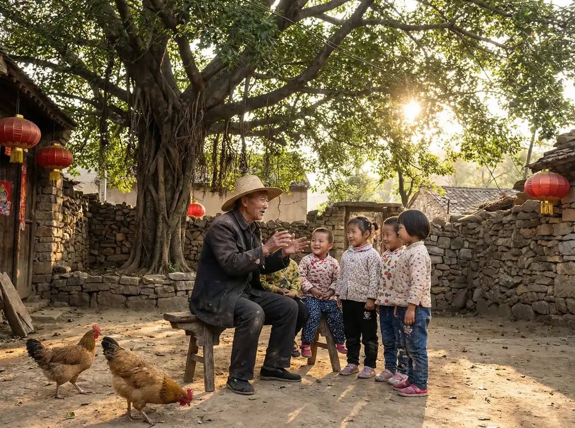 老人在大榕树下给孩子们讲故事 - 色即是空4之青春 乡村记忆